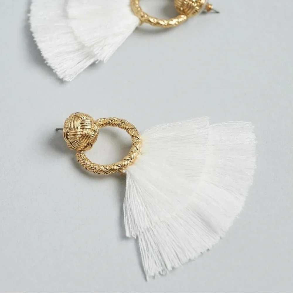 For Love & Lemons‎ Loop Fringe Earrings Post Back